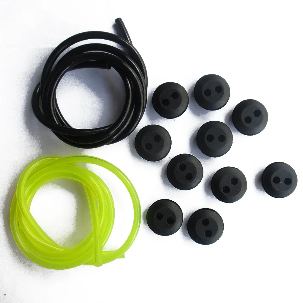 12pcs 2 Holes Fuel Tank Grommet Rubber With Fuel Line Pipe For Brush Cutter Fuel Pipes Rubber Replacemnt Garden Supplies