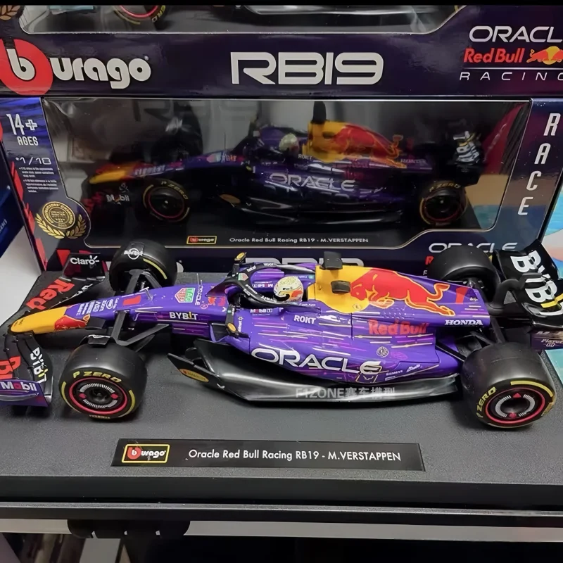 Original 1:18 bburago touro vermelho rb19 las vegas rb19 miami liga miniatura modelos fundidos fórmula 1 carros brinquedo de mesa presente aniversário