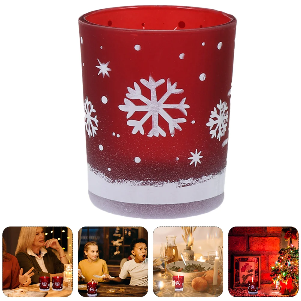 

Christmas Cup Home Candleholder Candlestick Party Holders Household Desktop Decor Glass Tea Lights