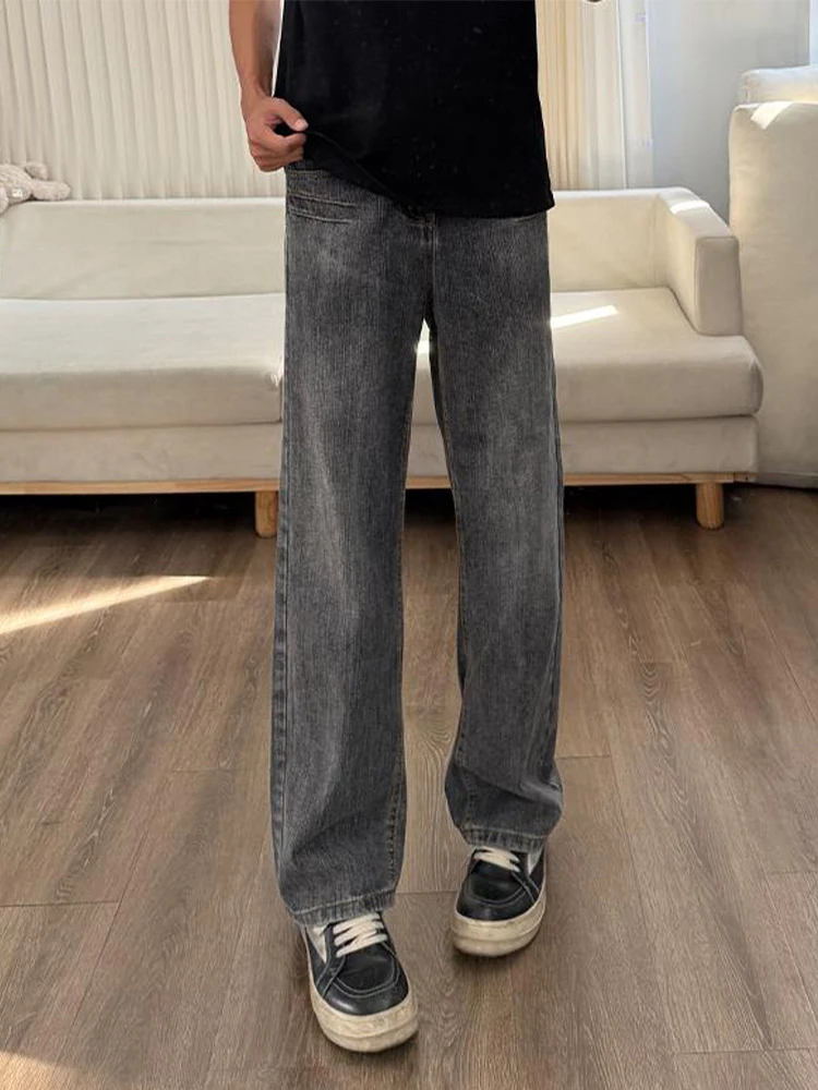 

Waed Bla ey adient Bamboo Fiber Men's Jeans Straight Leg Knife Casual Autumn High Street Faion Trousers