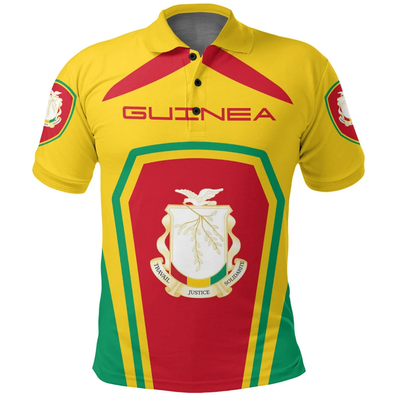 Africa Guinea Map Flag 3D Printed Polo Shirts For Men National Emblem Short Sleeve Patriotic Coat Of Arms POLO Shirt Jersey Tops image 4
