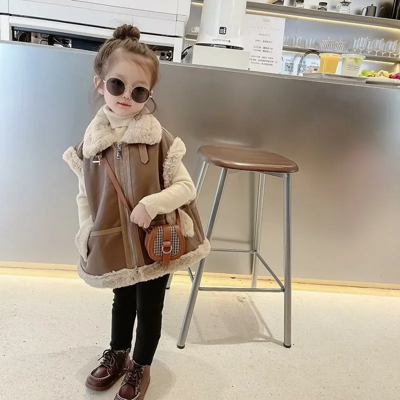 Dziewczęcy zimowa kamizelka coatbaby\'s zagraniczny styl dziecięca personalitymodna brandtrendy w stylu ulicznym w stylu koreańskim futrzany