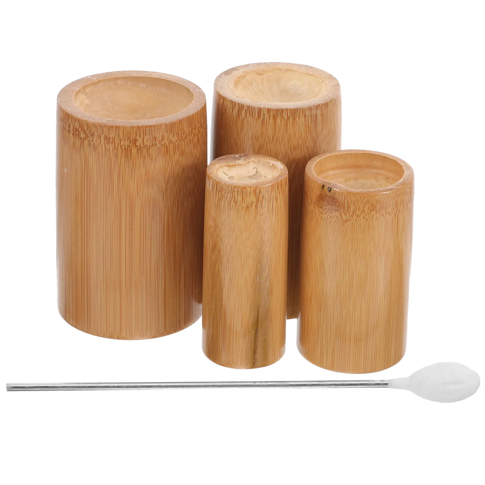 1Set Bamboo Cupping Jars Reusable Body Muscle Cupping Set Professional Therapy Massage Cups for Pain Relief Portable