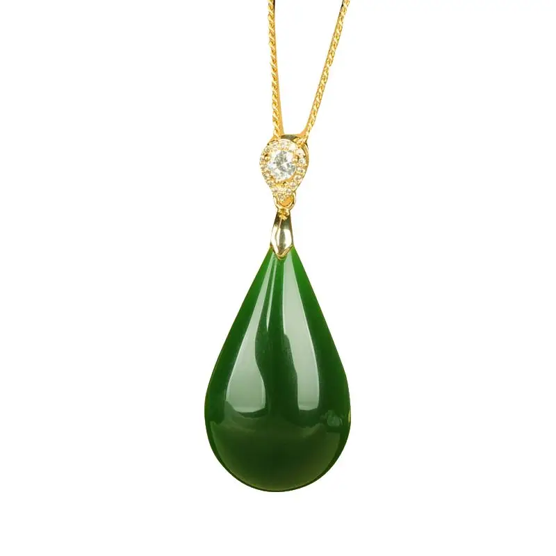 

Biyu pendant women's inlaid water drop pendant pendant necklace green jade stone pendant