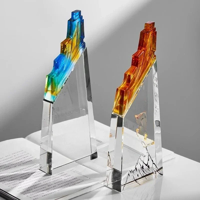 

Creative glazed trophy, crystal medal annual awards to commemorate outstanding employees honor ornament sales crown