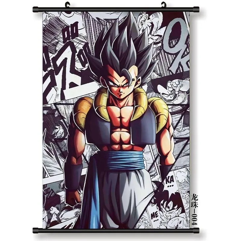 Dragon Ball Collectible Wall Scroll - Goku Vegeta Super Saiyan Forms Canvas Hanging Art - Ready to Hang