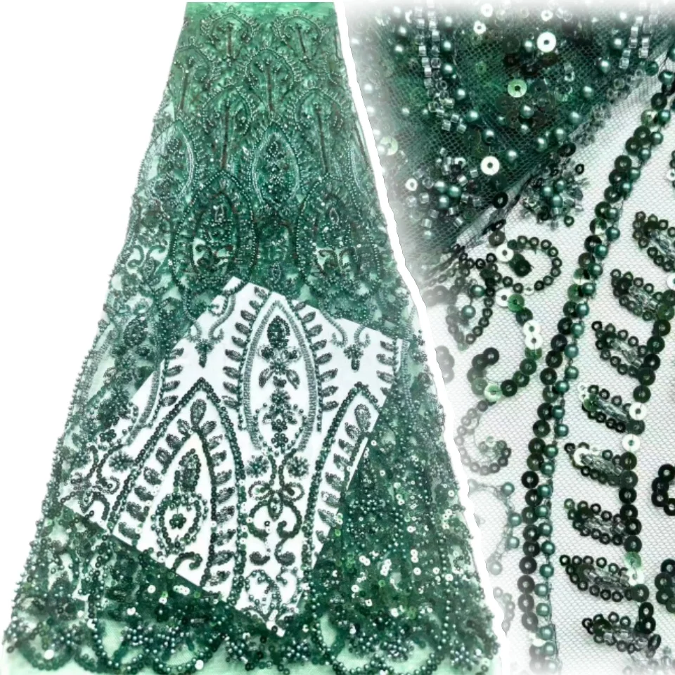 

Элитная африканская кружевная ткань с бисером 2026: высококачественная французская нигерийская сетчатая ткань с пайетками для вечерних платьев и шитья 2250