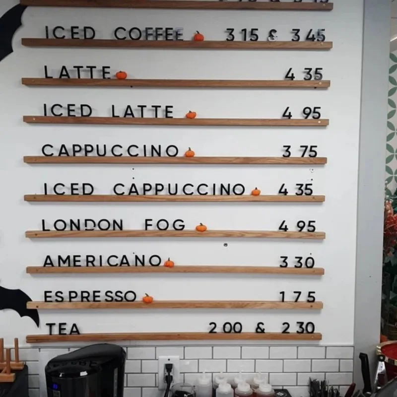 Cafe Wall Menu Board, Reusable Changeable Letter Sign Display for Coffee Shop, Restaurant & Bakery Interior Decor
