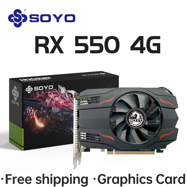 SOYO AMD Radeon RX550 4GB GPU GDDR5 14nm For Desktop PC Games Video Office Graphics Card 128bit HDMI RX 550 Computer Components AliExpress