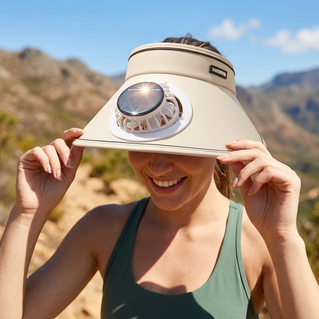 Solar Powered Sun Hat with Fan for Outdoor Activities Summer UV Protect Adjustable Airflow