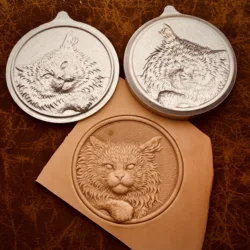 3D Cat Head Design Leather Embossing Mold 78mm Metal Shaping Stamp Concave-convex Hydraulic Press Molds Leather Carving Pressing