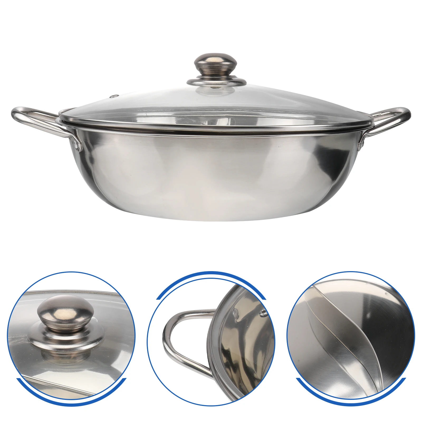 

Cooking Pot Stainless Steel Duck Hot Induction Cooker Cookware for Hotpot Pan Silver Stove with Lid