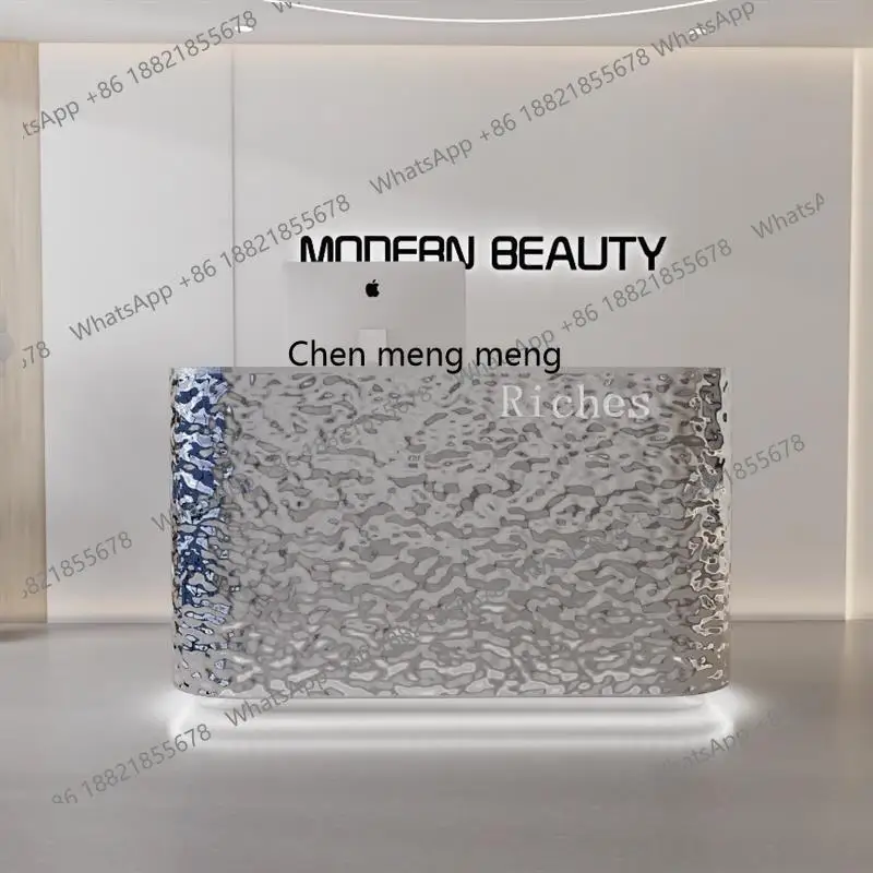 صفحة الخروج من الفولاذ المقاوم للصدأ منحني تموج الماء صالون تجميل مكتب الاستقبال متجر الملابس مكتب الاستقبال التجاري