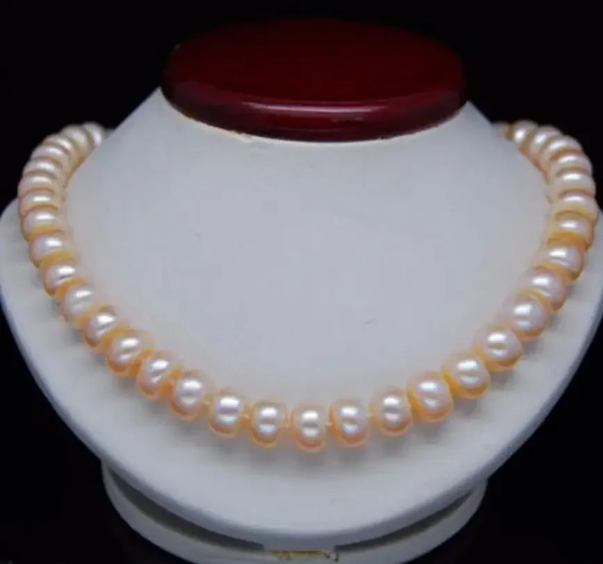 

Fashion jewelry noble women gift Jewelry Silver Clasp Natural GW Natural Pink 10-11MM oblate shape pearl necklace