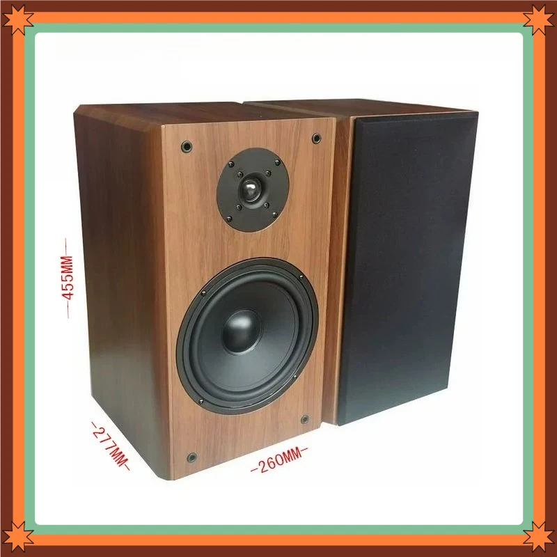 Passive Bookshelf Speaker 6 8 Inch HiFi Wooden Stereo Pair for Home Audio