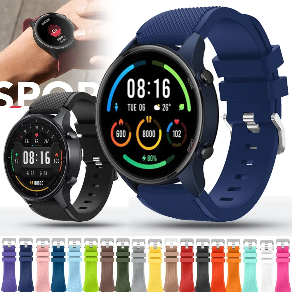 

Для Xiaomi MI Watch / S1 Active Strap Силиконовый браслет 22 мм Ремешок для часов Mi Watch Цвет спортивного выпуска correa Для Huawei GT 2 3 2e