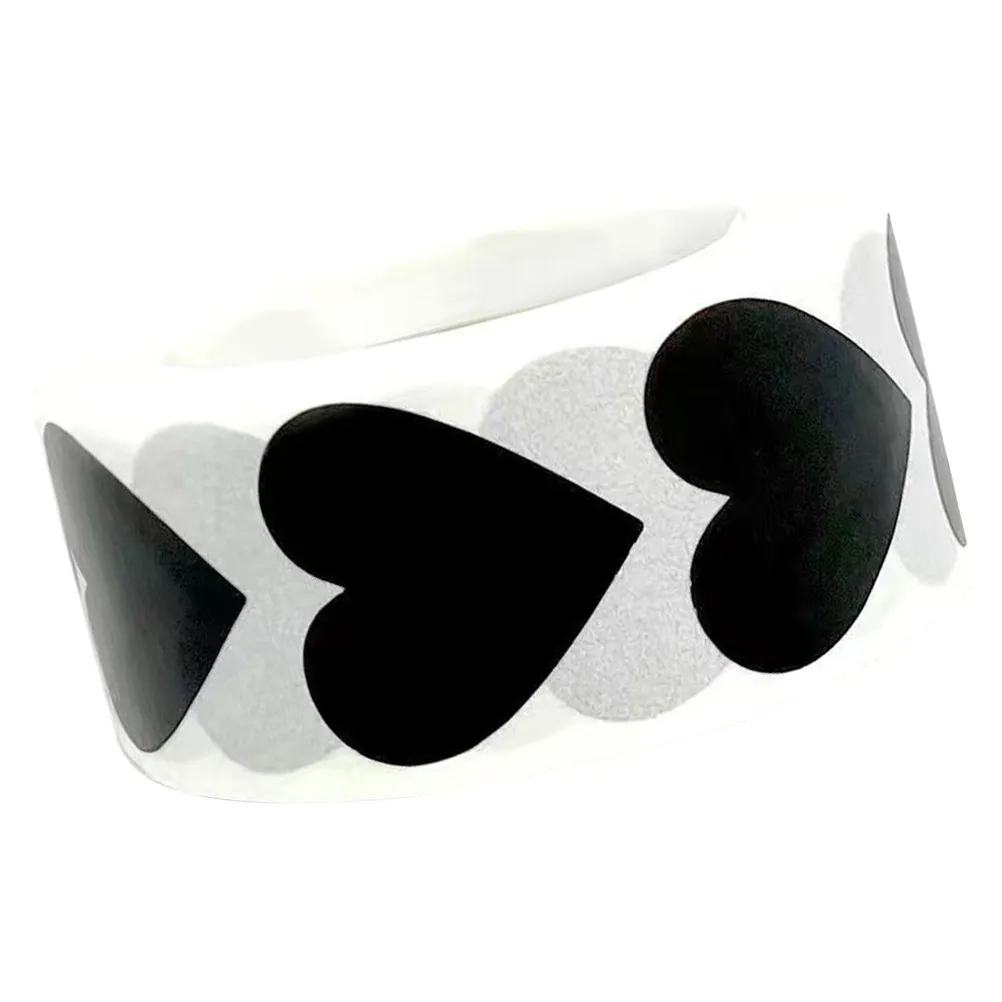 Black Heart Seal Stickers Roll Self Adhesive Strong Adhesion No Residue Perfect for Gift Boxes Wedding Favors Cookie Shops
