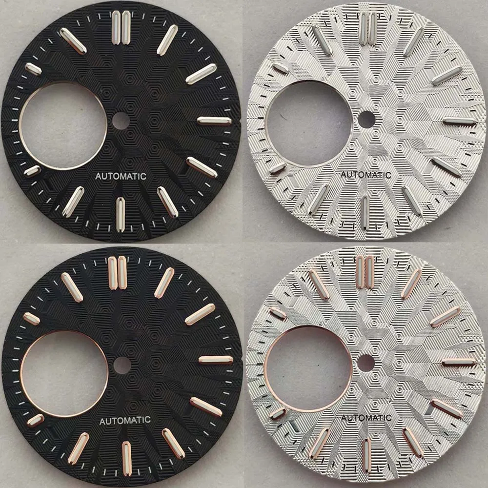 28.5mm Green Luminous Watch Dial for NH38 Movement Geometric Watch Face Replacement Dial Wristwatch Accessories