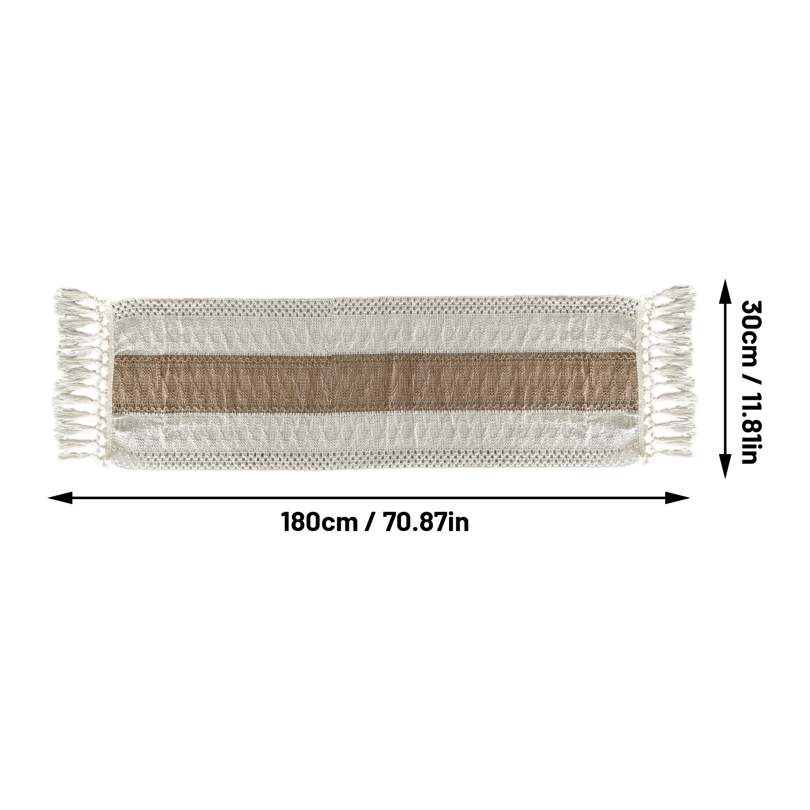 Simple Splicing Cotton Linen Table Runner Hollow Out Woven Tablecloth with Long Tassels Dining Table Decoration