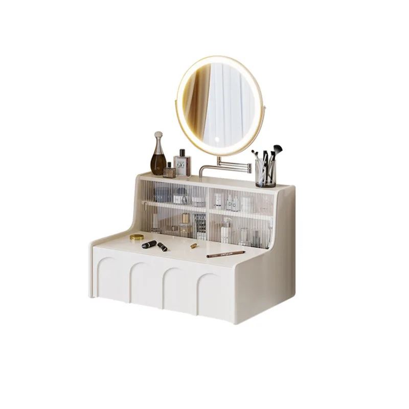 Suspension dresser light cream wind small apartment bedroom Internet celebrity wall-mounted suspended bedside makeup table