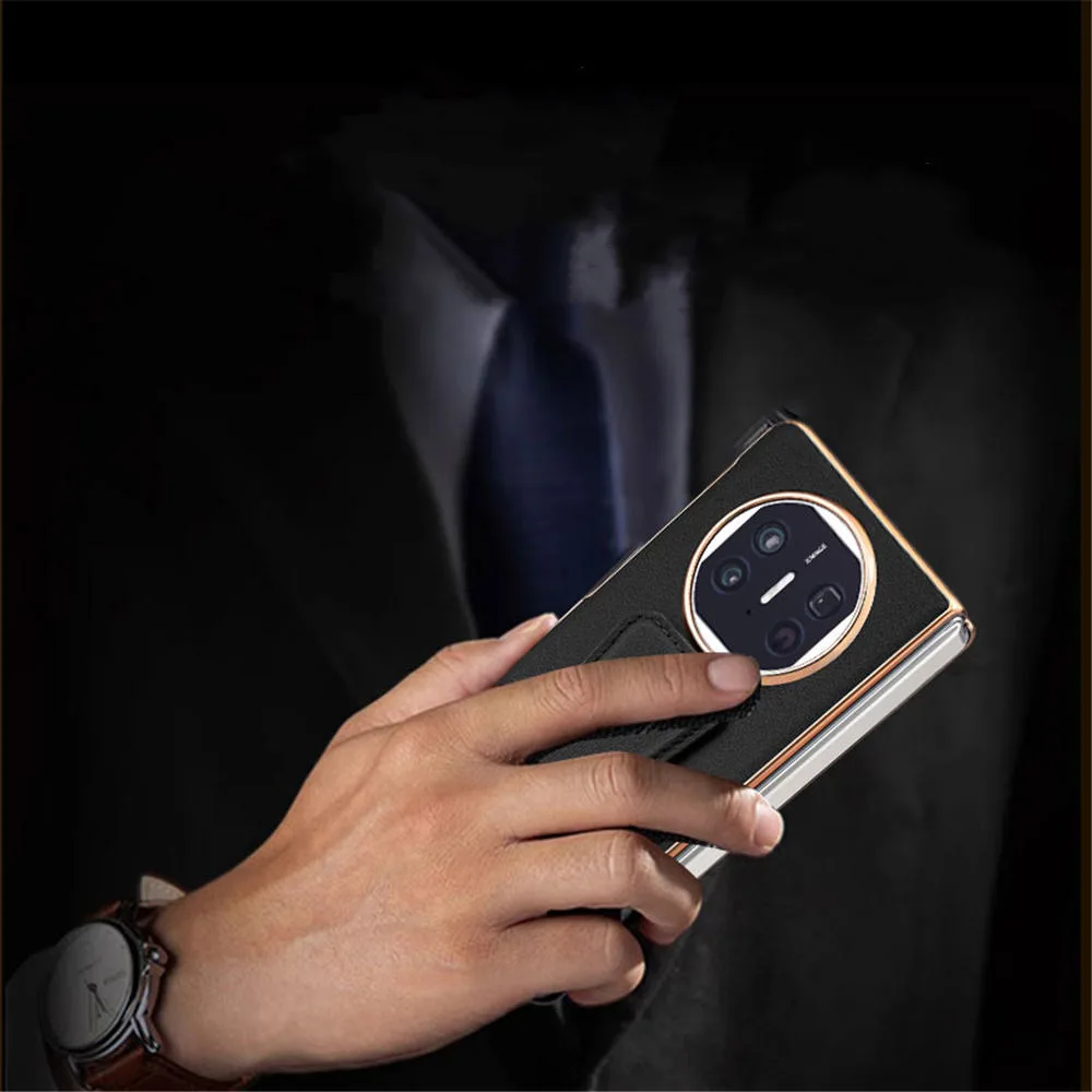 Custodia sottile in vera pelle di vacchetta per Huawei Mate X5 X3 custodia per cinturino in pellicola di vetro