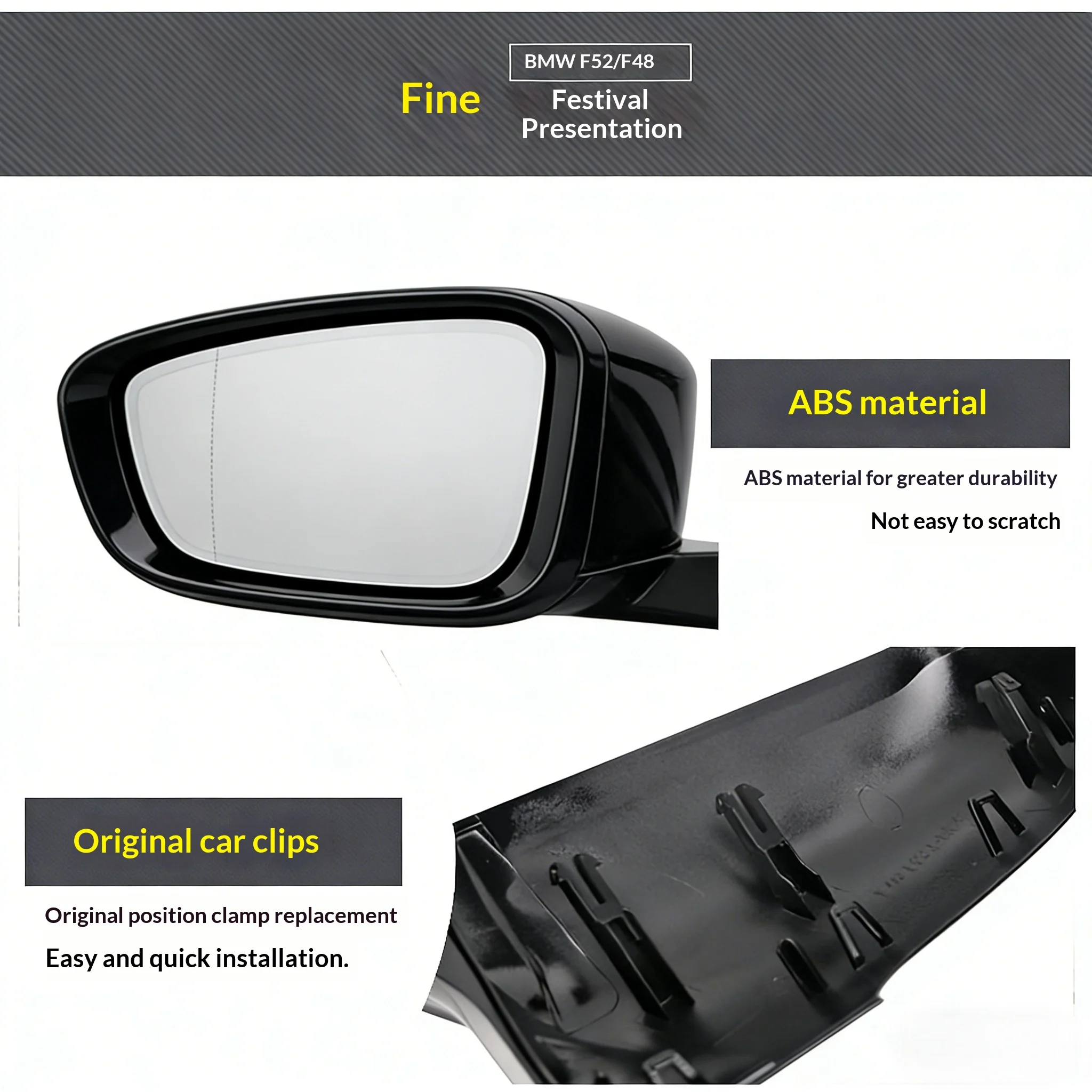 

Глянцевые черные накладки на зеркала заднего вида в стиле M для BMW F39 F48 F52 G29 F40 Supra F44