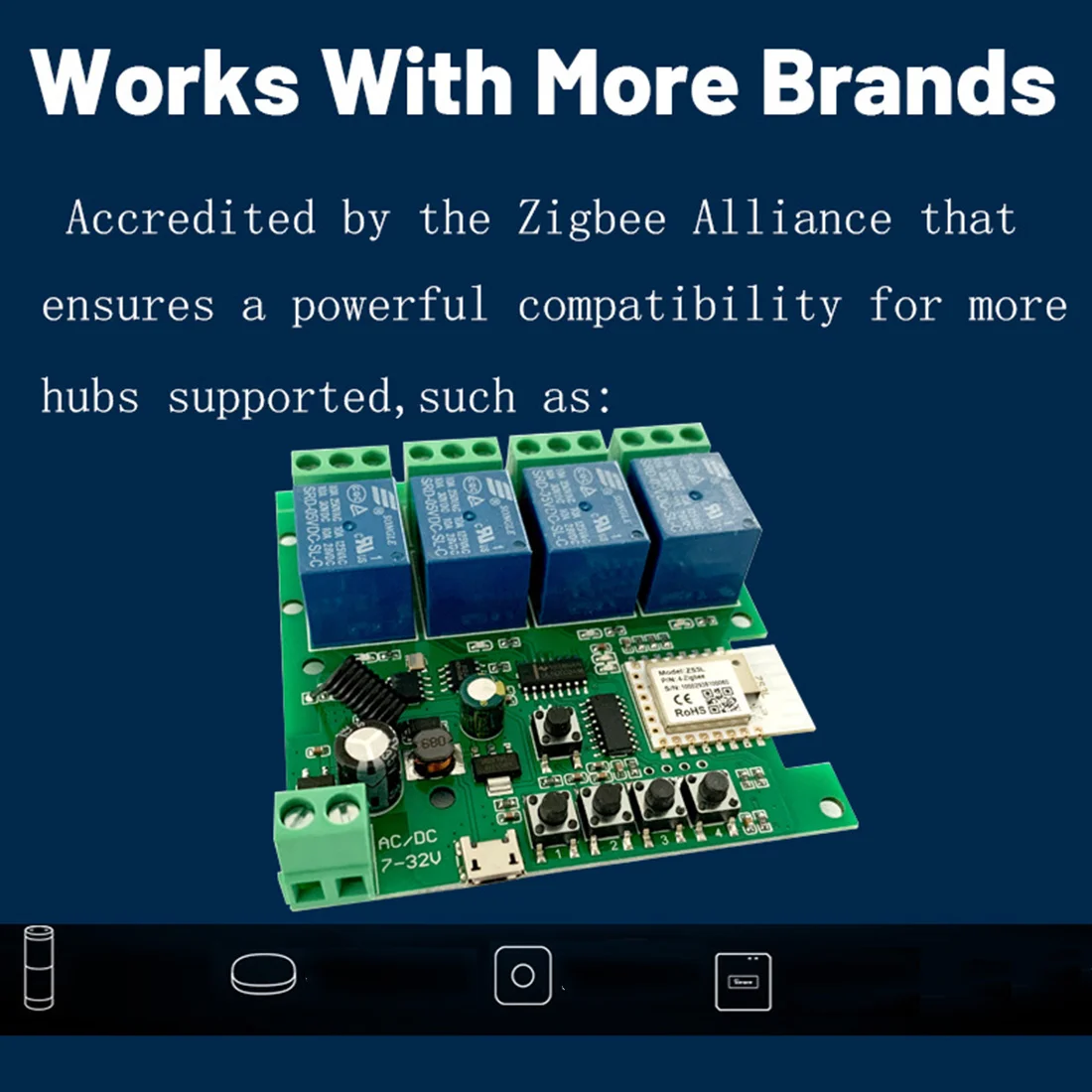 

【Top Picks】Zigbee Tuya Smart 4CH Relay Module DC5V 7-32V Rf433mhz Remote Control Light Switch Work With Alexa Google Home