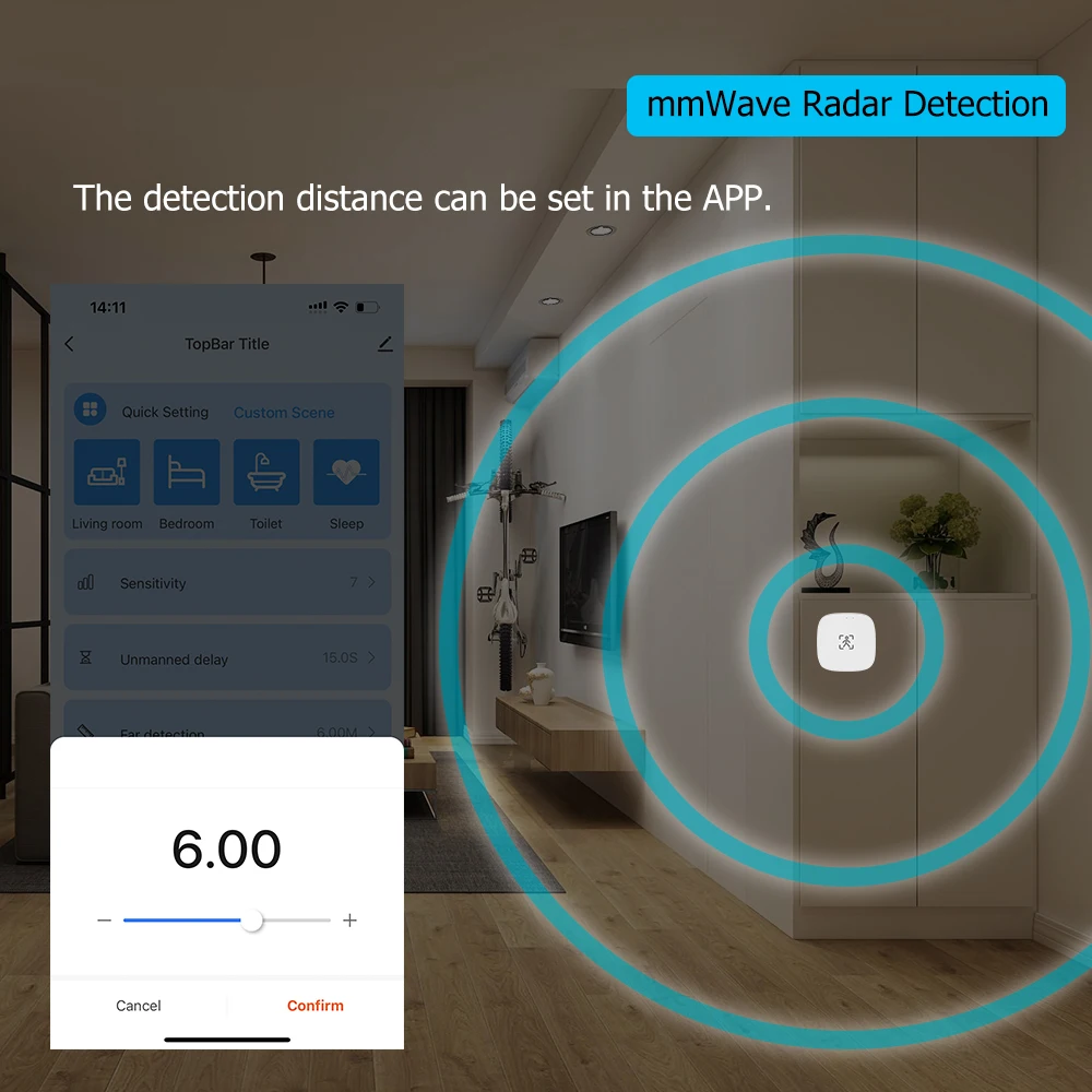 ZigBee Wifi MmWave Human Presence Motion Sensor With Luminance/Distance Detection 5/110/220V Tuya Smart Life Home Automation