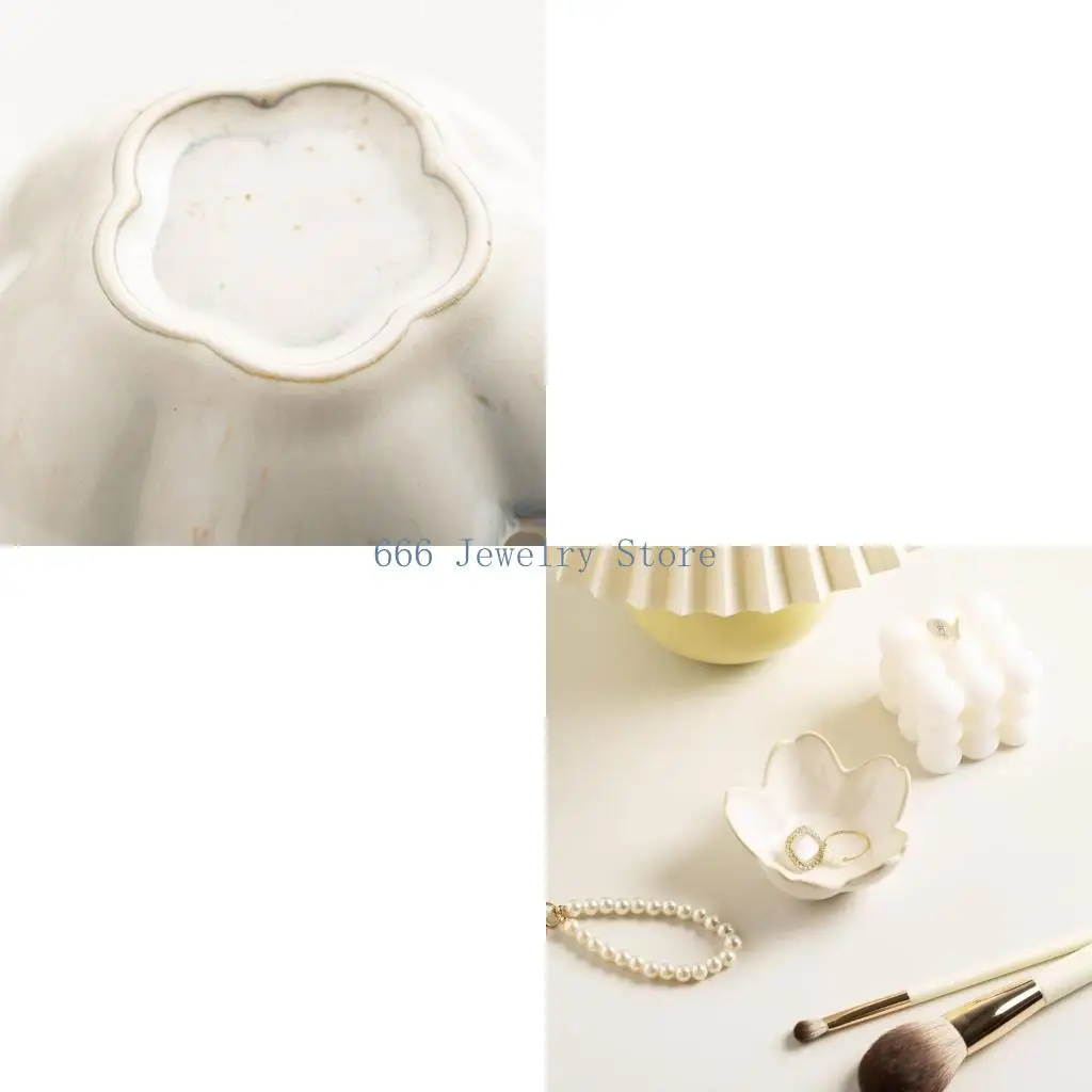 F2TD Decorationative Ceramic Jewelry Bowl Flower Bathroom Countertop Decoration