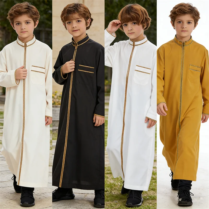 

Детская и подростковая мусульманская абайя, джубба, тобе, длинное макси-платье, кафтан (Турция, Саудовская Аравия, Дубай) для мальчиков, исламская одежда на Ид и Рамадан