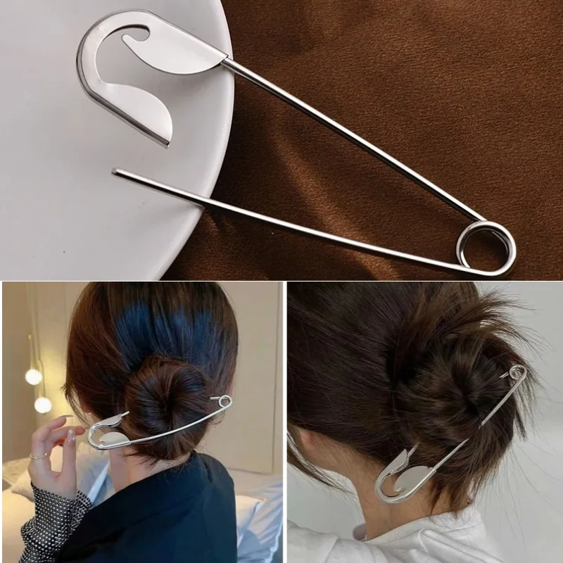 New Women Large Brooch Hair Clips Y2k Style Metal Headwear Safety Pin Hair Clip Secure Hold Hair Accessories For Hair Daily Use