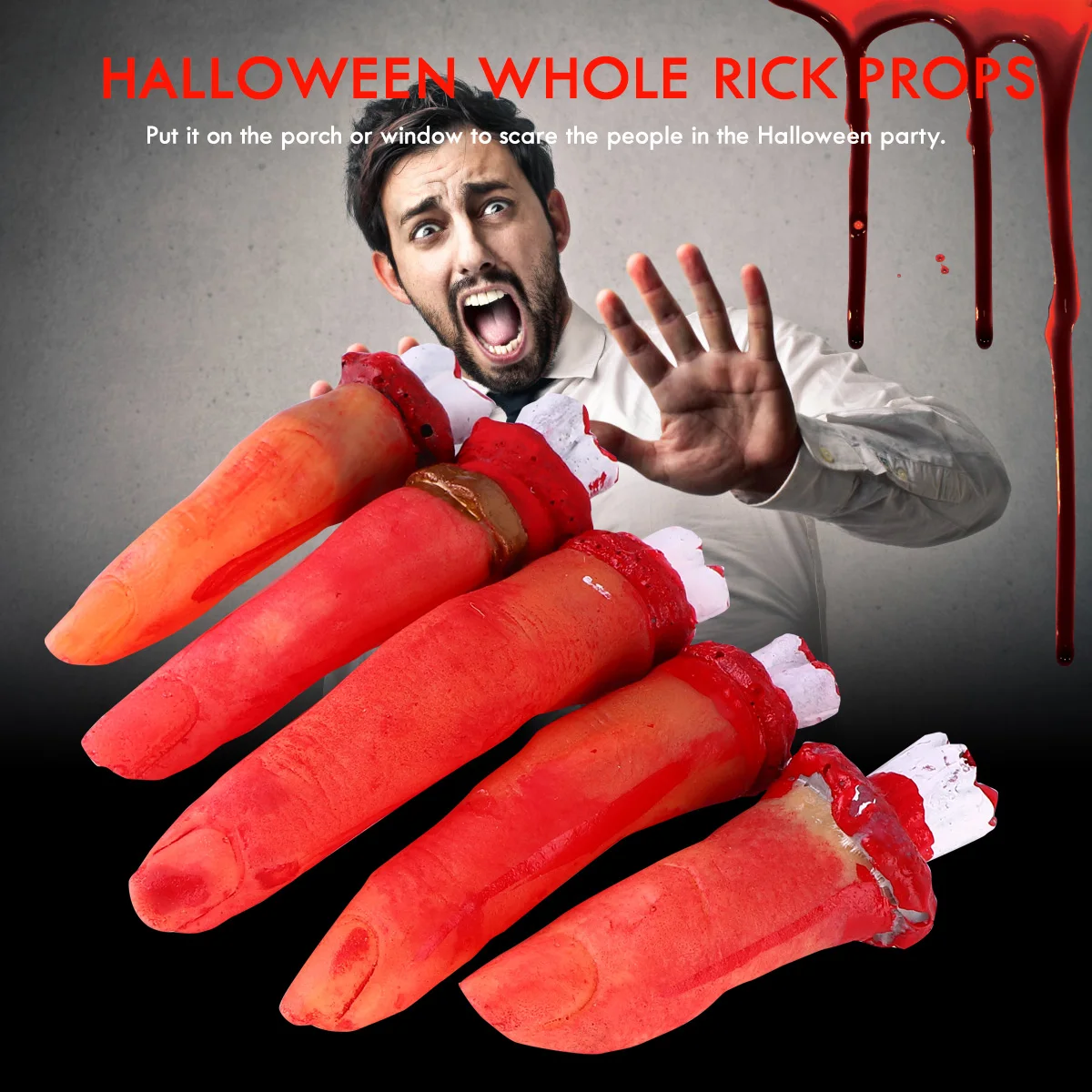 7 Pcs Broken Hands Feet Hanging Chain Prop Scary Vintage Halloween Decor Bloody