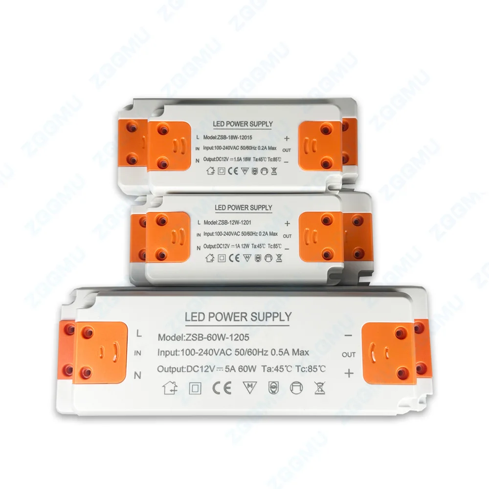 DC12V लाइटिंग ट्रांसफ़ॉर्मर 12W 30W 60W 120W 100-240V से 12V 1A 2A 3A 5A 10A डिमेबल कैबिनेट लाइट LED ड्राइवर पावर सप्लाई के साथ
