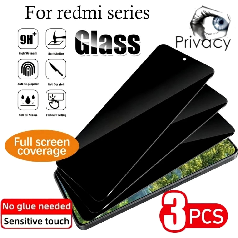 

3Pcs Full Cover Tempered Glass for Redmi Note 15 Pro 5G 14 13 12 11 Pro 14S 12S Screen Protector for Redmi 15C 14C 13C 12C 10A