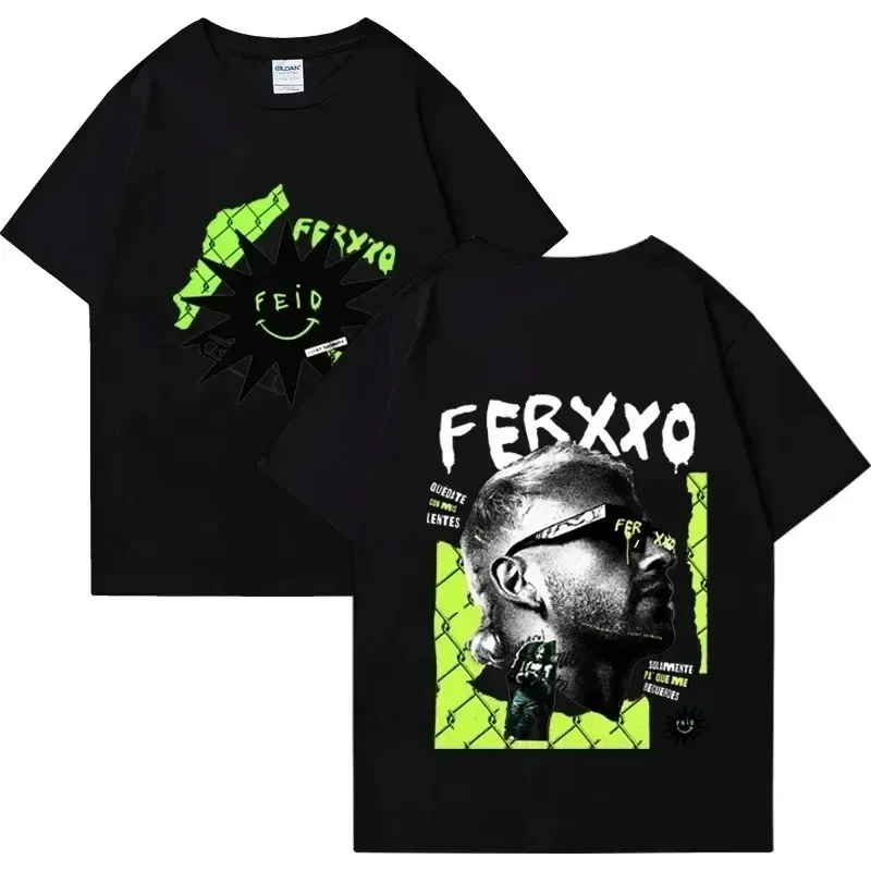 Rapper Feid Ferxxo Tour Print Tshirt Men Women T-Shirts Cotton T Shirt Hip Hop Streetwear Short Sleeve Tee Tops Summer Clothes