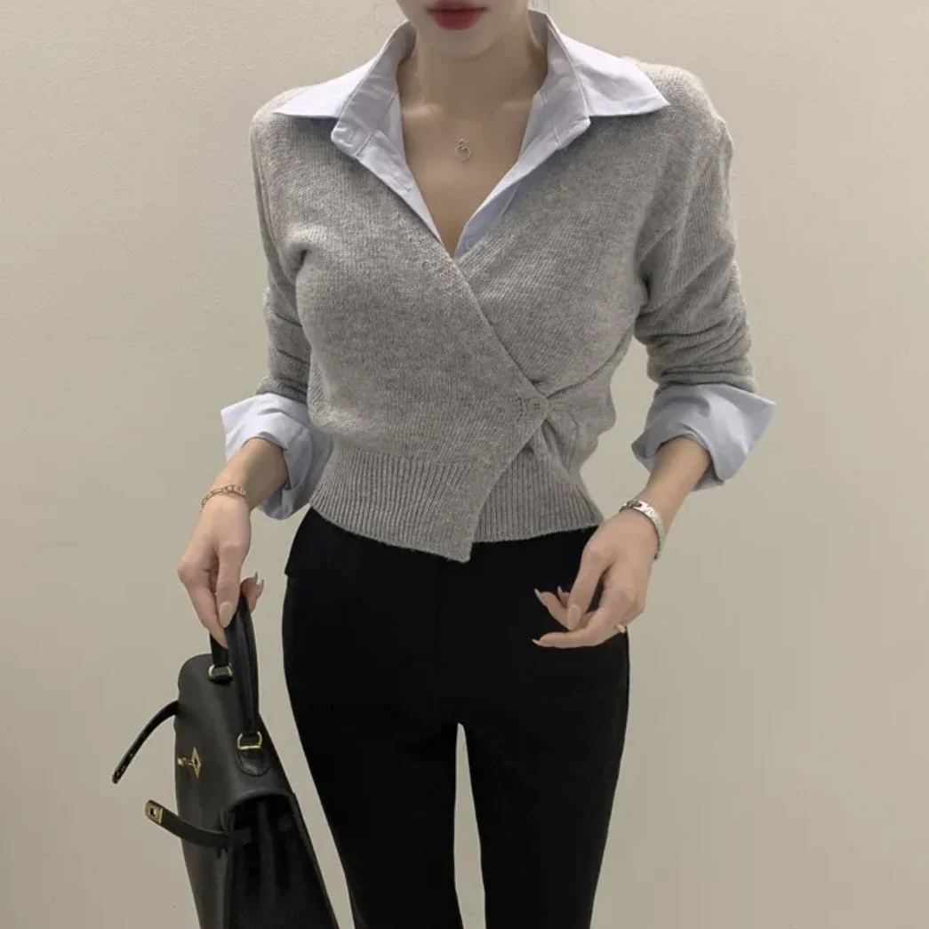 Spring 2026 Women's Knitted Short Sleeveless V-neck Long Sleeve Cardigan Coat Gentle Soft Versatile One Button Knitwear Jacket