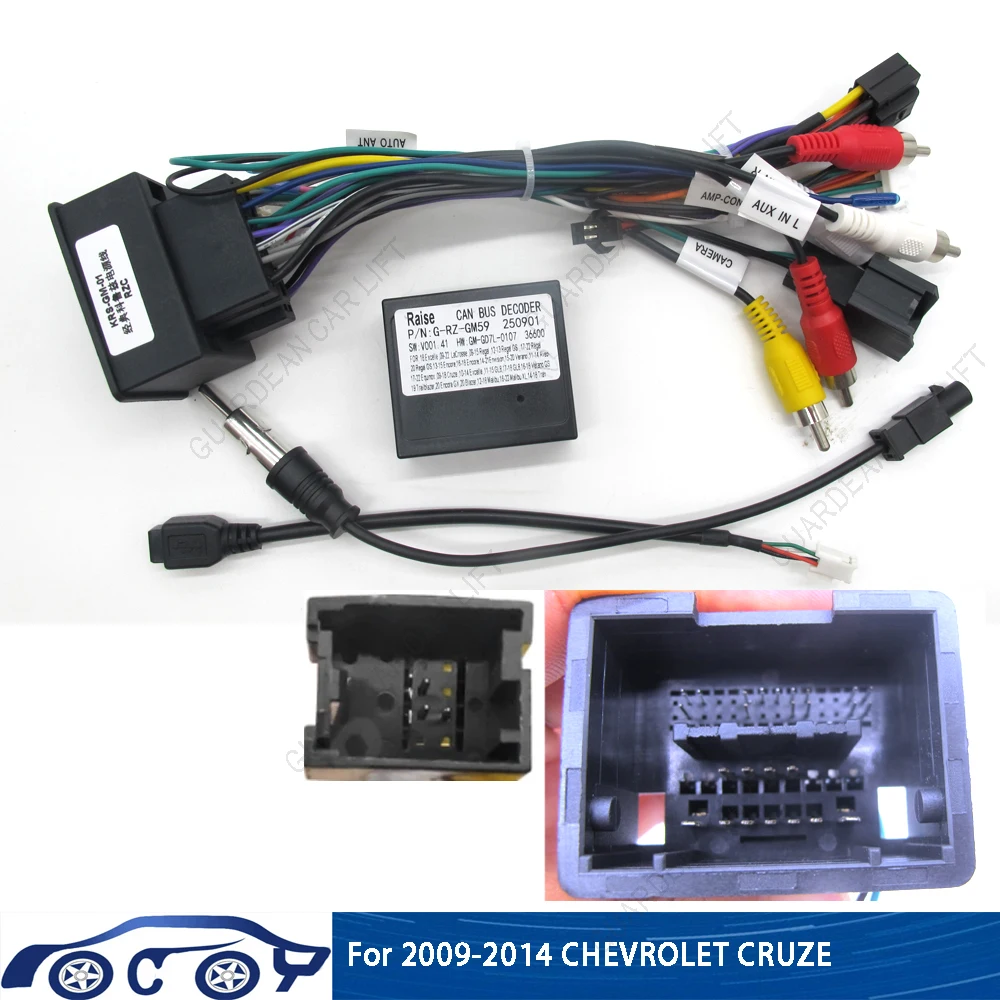 Cable de cableado de Radio de coche de 16 pines para Chevrolet Trax/Cruze/Aveo/Sonic/2008-2014 adaptador de arnés con unidad principal estéreo CANBUS Box 2DIN