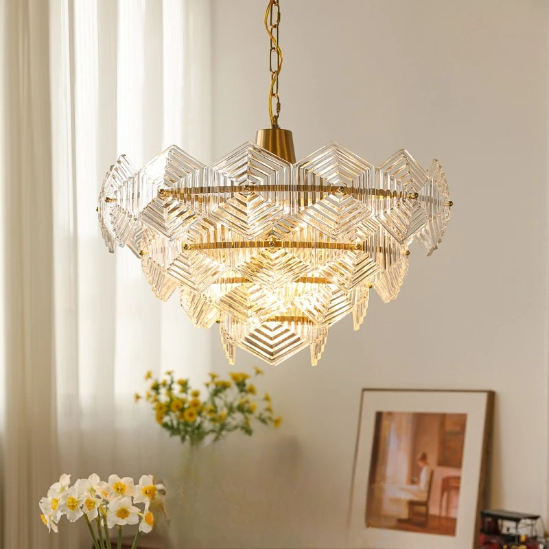 

French Retro Crystal Home Decoration Living Room Chandelier Luxury Glass Restaurant Designer Master Bedroom Lighting Fixtures