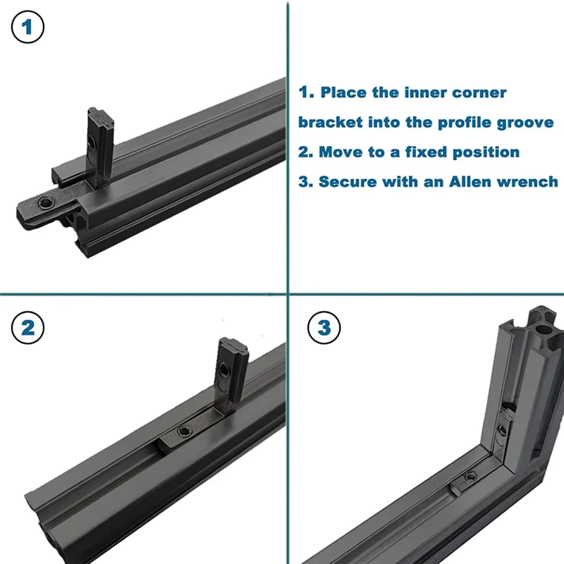 24Pcs 2020 Series L-Shape Interior Inside Corner Connector Joint Bracket With Screws-ABYA