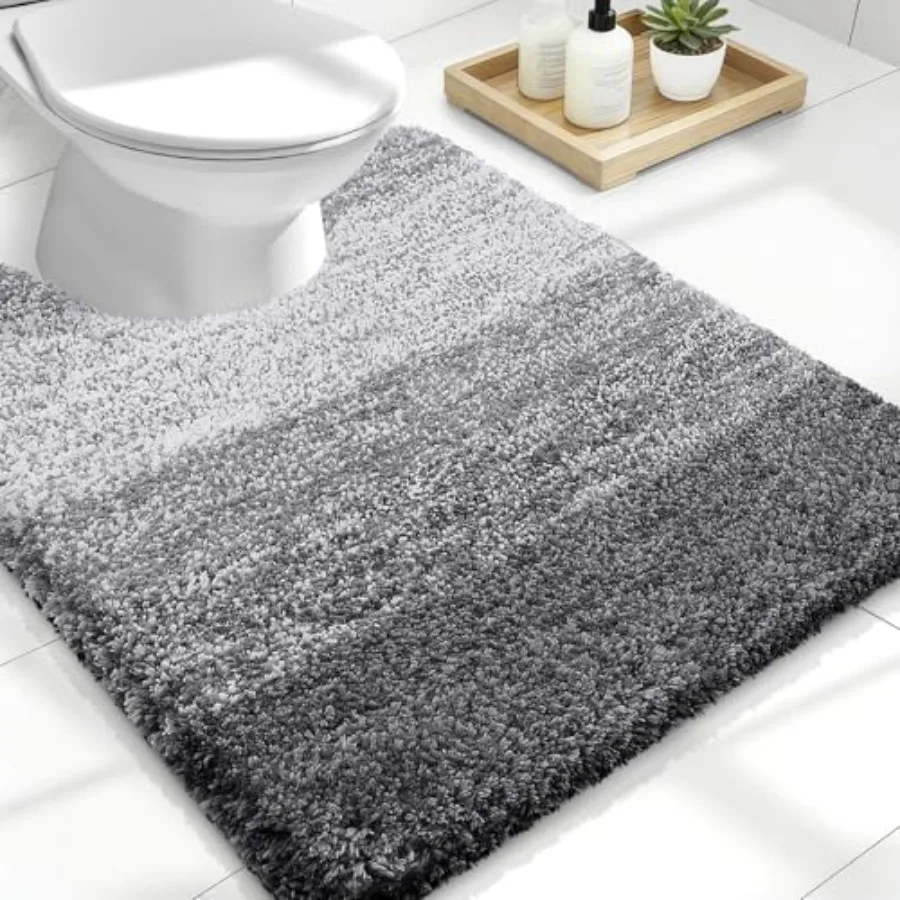 

Luxury Toilet Rugs U-Shaped 24x20 Extra Soft and Absorbent Microfiber Bathroom Rugs Non-Slip Plush Shaggy Bath Mat Machine Wash