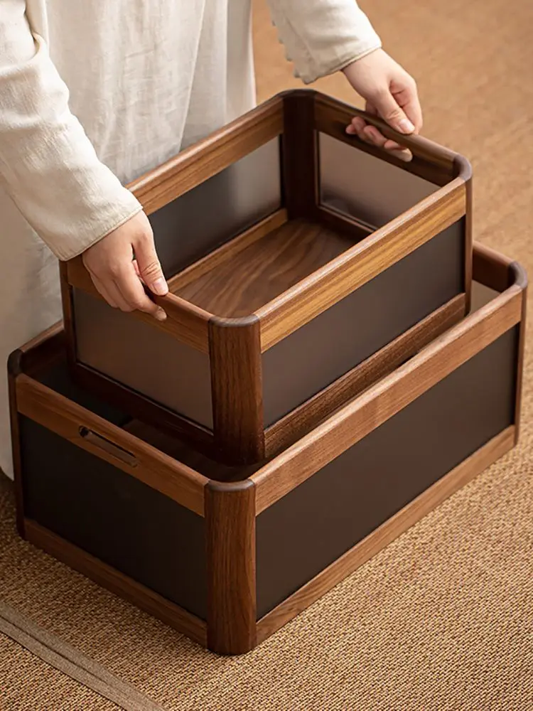 

Black Walnut Wood Storage Box Office Desktop Sundries Case Multi Functional Organizer Boxes Versatile Scenarios Makeup Case