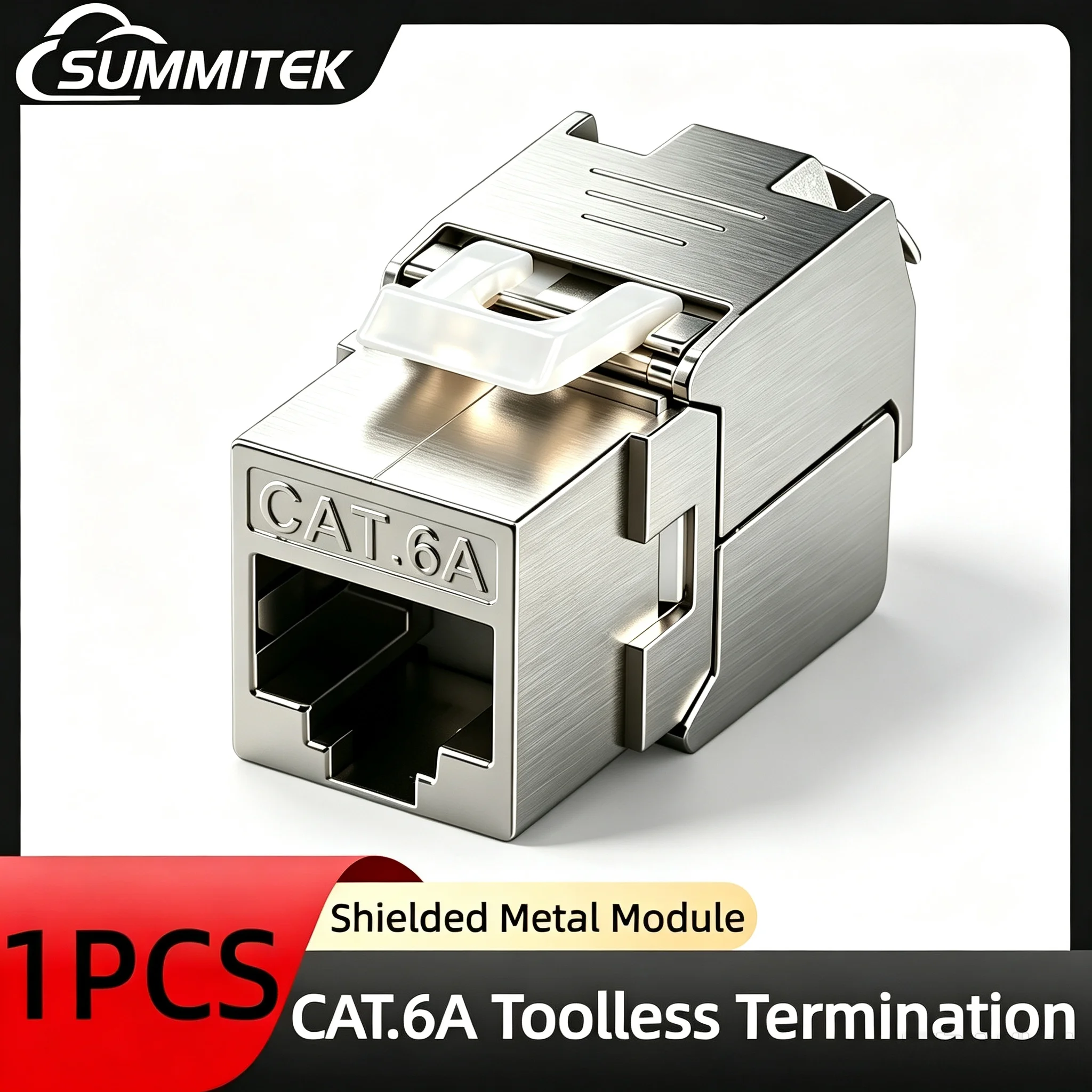 SUMMITEK 1/3/5Pcs Cat6a Cat7 Keystone Jack Cat7 RJ45 STP Tool-Less Type Zinc Alloy Module Jacks Adapter Coupler for 22 to 26 AWG