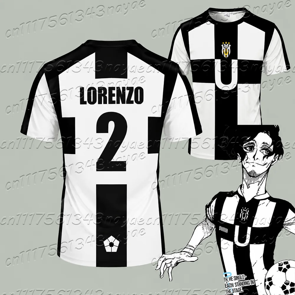 2026 Blue Lock Ubers Jersey Soccer V-neck T Shirts Cosplay Uniforms Barou Aiku Lorenzo T Shirt Unisex Uber Street Wear Kids Tops