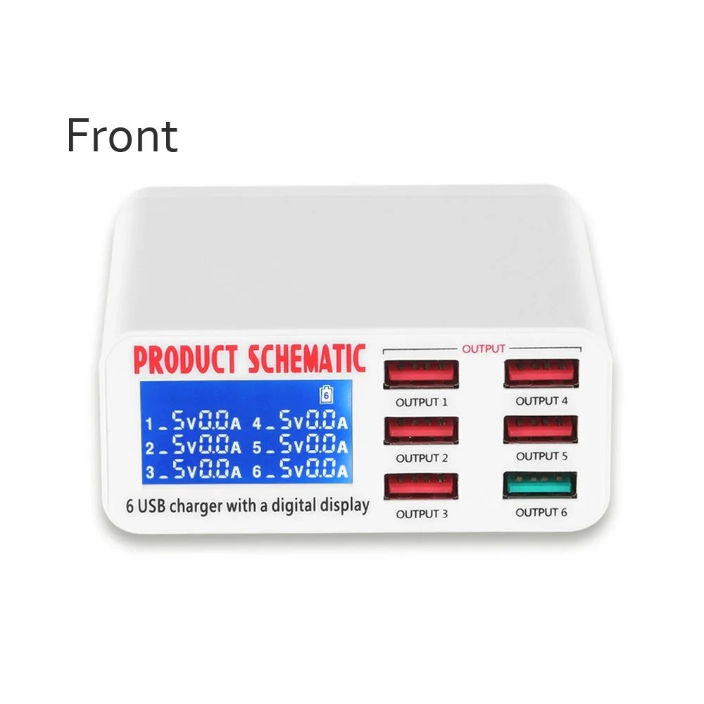 6 USB Charger HUB Charge 6 Device At Same Time LED Screen Display Show Charge Voltage Current USB Fast Charger