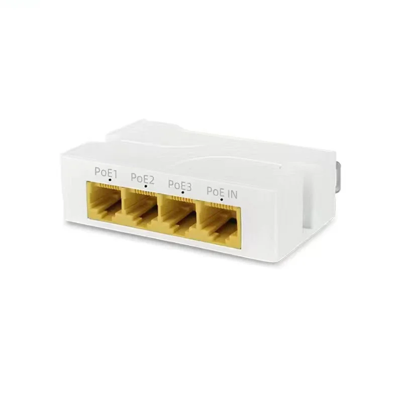 4Port Gigabit POE Extender 1000M 1 to 3 Network Switch Repeater IEEE802.3Af/At Plug&Play for PoE Switch NVR IP Camera AP