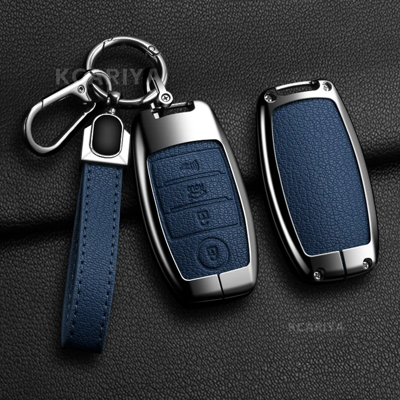 Schlüsselhülle aus Zinklegierung und Leder für Kia Optima, Sorento, Niro, Soul, KX3, KX5, K3S, RIO, Ceed, Cerato