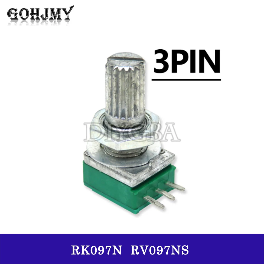 5PCS RK097N RV097NS 5K 10K 20K 50K 100K 500K B5K with a switch audio 3PIN 5PIN shaft 15mm amplifier sealing potentiometer