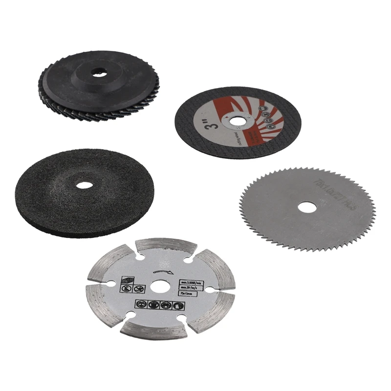 

5PCS/Set 75Mm Cutting Disc 3Inch Grinding Wheel Woodworking Stone Marble Cutting Grinding Saw Blade For Angle Grinder