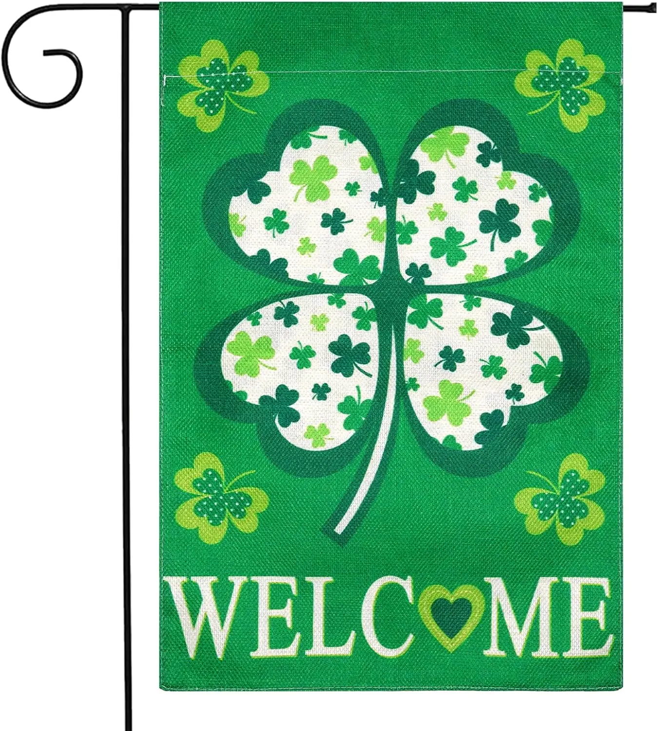 St Patricks Day Shamrock Garden Flag 12x18 Inch - Green Double-Sided Welcome Clover Flag for Outdoor Yard Decor, Irish Holid ZZM