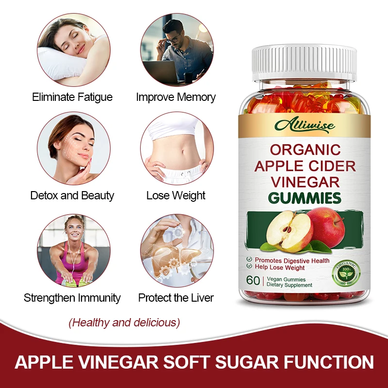 Malic Acid Apple Cider Vinegar Capsules ACV for Weight Loss Slimming Products Balancing Cholesterol &Blood Sugar Levels Gym